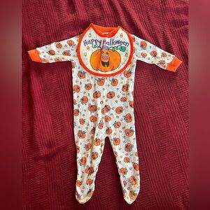 🎃Vintage 90s PLAYSKOOL Baby Halloween Onesie with Bib Medium (6-9mo)